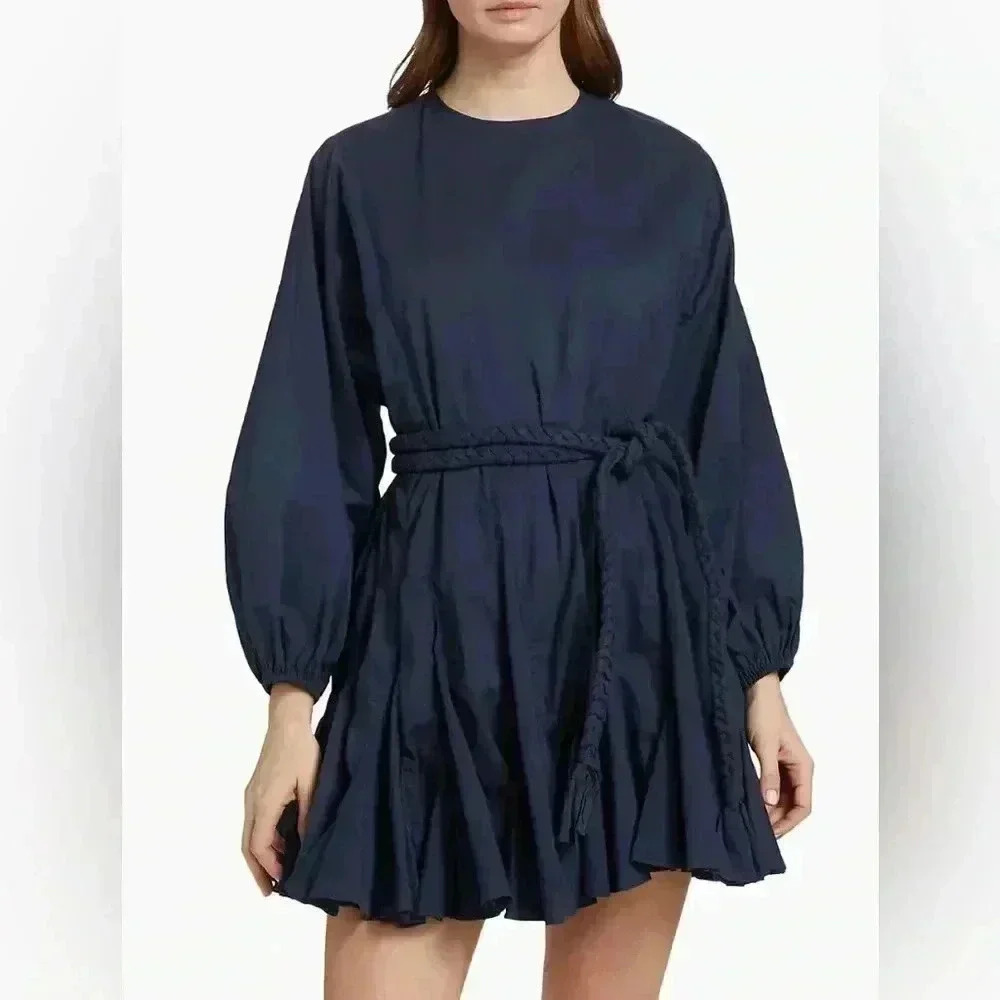 RHODE Navy Blue Long-Sleeve Mini Dress